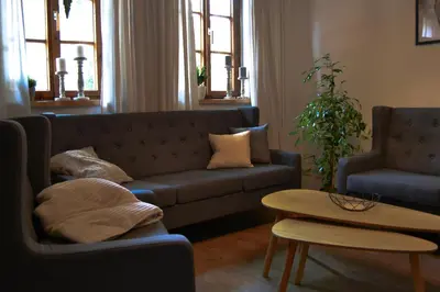 Ein Sitzbereich in der Unterkunft Ferienhaus 7. Kaiser