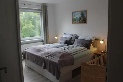 Ein Bett oder Betten in einem Zimmer der Unterkunft Ferienwohnung Ruheoase