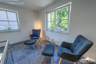 Ein Sitzbereich in der Unterkunft Ferienloft am Steinweg