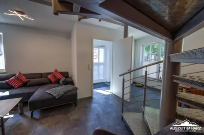 Ein Sitzbereich in der Unterkunft Ferienloft am Steinweg