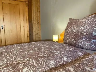 Ein Bett oder Betten in einem Zimmer der Unterkunft Lodge am Wald Terrasse Garten Grill ruhige Lage Wandern