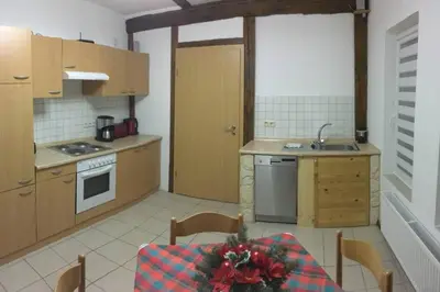 Küche/Küchenzeile in der Unterkunft Ferienhaus Ackerbürgerhof in der Welterbestadt Quedlinburg