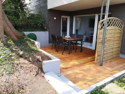 Ein Garten an der Unterkunft Harzfeuer Bergblick