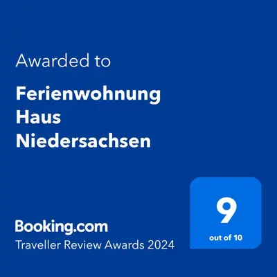 Ein Zertifikat, Auszeichnung, Logo oder anderes Dokument, das in der Unterkunft Ferienwohnung Haus Niedersachsen ausgestellt ist