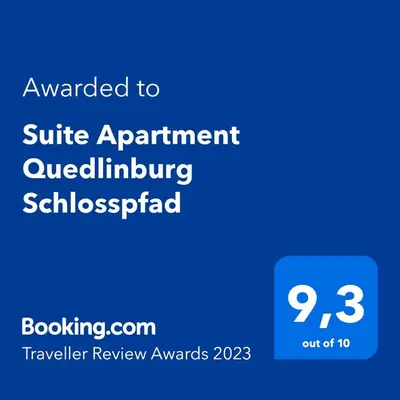 Ein Zertifikat, Auszeichnung, Logo oder anderes Dokument, das in der Unterkunft Suite Apartment Quedlinburg Schlosspfad ausgestellt ist