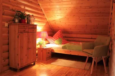 Ein Sitzbereich in der Unterkunft Chalet mit Schlossblick Wernigerode, Chalet 2
