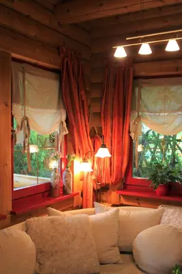 Ein Sitzbereich in der Unterkunft Chalet mit Schlossblick Wernigerode, Chalet 2