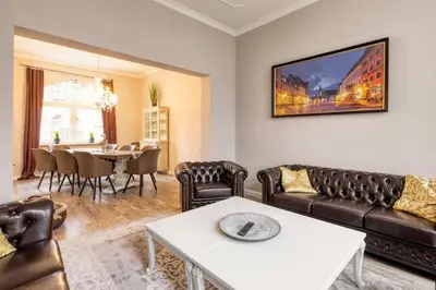 Ein Sitzbereich in der Unterkunft Villa an der Bode