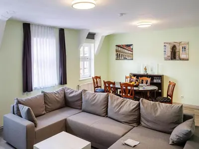 Ein Sitzbereich in der Unterkunft Apartment Schlossblick, Wernigerode