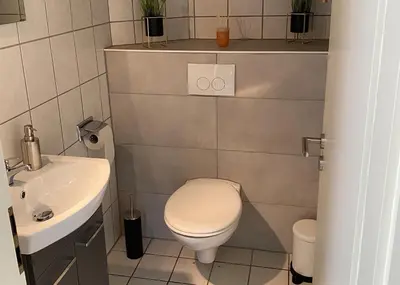 Ein Badezimmer in der Unterkunft Die kleine Lodge, freistehend, direkte Waldlage, Terrasse, Garten, Grill, WLAN