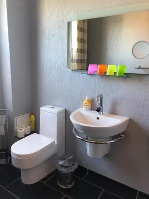 Ein Badezimmer in der Unterkunft Ferienwohnung An der Bodetal Therme