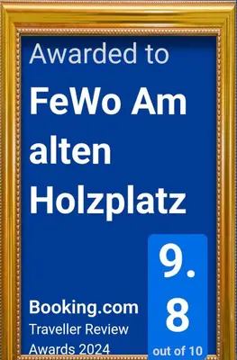 Ein Zertifikat, Auszeichnung, Logo oder anderes Dokument, das in der Unterkunft FeWo Am alten Holzplatz ausgestellt ist