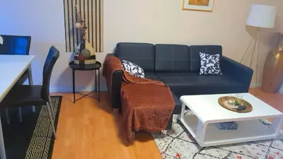 Ein Sitzbereich in der Unterkunft Dream Home-3Zimmerwohnung, großer Balkon, gegenüber der Kristall Therme