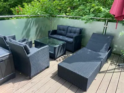 Ein Sitzbereich in der Unterkunft Ferienwohnung Black Beauty