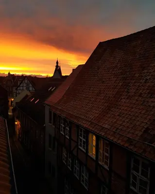 Blick auf den Sonnenuntergang/Sonnenaufgang von der Ferienwohnung aus oder aus der Nähe