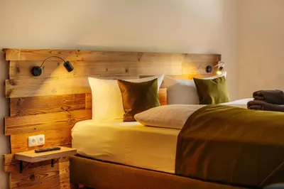 Ein Bett oder Betten in einem Zimmer der Unterkunft Schlufter Wiese