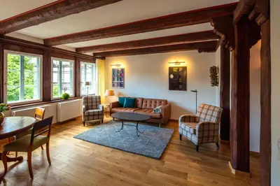 Ein Sitzbereich in der Unterkunft Haus Mittenmank am Marktplatz