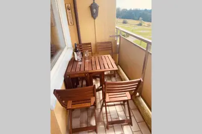 Ein Balkon oder eine Terrasse in der Unterkunft Schönes ruhiges App mit Panoramablick auf den Harz