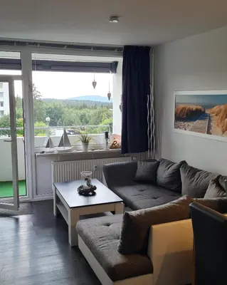 Ein Sitzbereich in der Unterkunft Ferienwohnung Annett & Matthias Hahnenklee