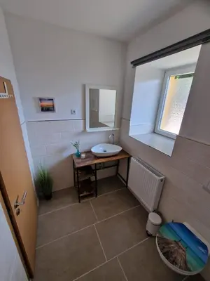 Ein Badezimmer in der Unterkunft Fewo am Reiterhof