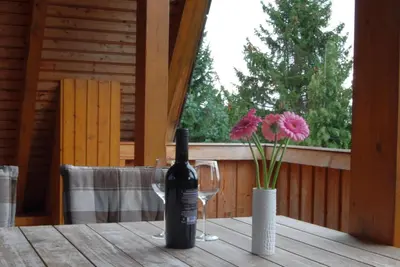 Ein Balkon oder eine Terrasse in der Unterkunft Haus Larrelt