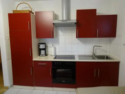 Küche/Küchenzeile in der Unterkunft Ferienwohnung Am Wildmeisterweg