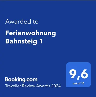 Ein Zertifikat, Auszeichnung, Logo oder anderes Dokument, das in der Unterkunft Ferienwohnung Bahnsteig 1 ausgestellt ist
