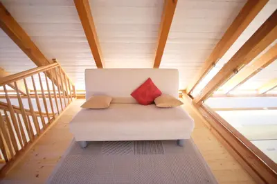 Ein Sitzbereich in der Unterkunft Ferienhaus im Obstgarten