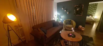 Ein Sitzbereich in der Unterkunft Ferienhaus Aaron inkl Bettwäsche Handtücher Endreinigung