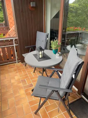 Ein Balkon oder eine Terrasse in der Unterkunft Apartment am Park