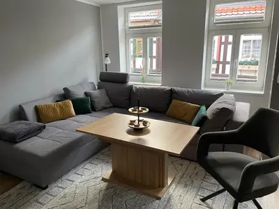 Ein Sitzbereich in der Unterkunft Ferienhaus Harzcolor Wernigerode