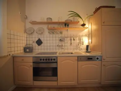 Küche/Küchenzeile in der Unterkunft Rustikale Ferienwohnung mit Kamin