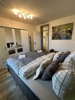 Ein Bett oder Betten in einem Zimmer der Unterkunft Harzer Traum - renoviert, inklusive Wäsche und WLAN