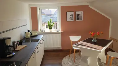 Küche/Küchenzeile in der Unterkunft Ferienwohnung Malu Sol im Harz - stilvoll, gemütlich, tierfreundlich - mit Garten