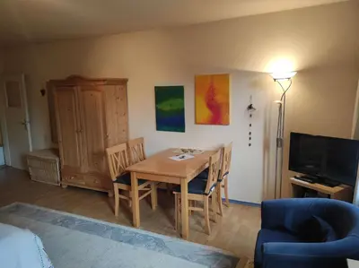 Ein Sitzbereich in der Unterkunft Ferienwohnung Kleines Nest
