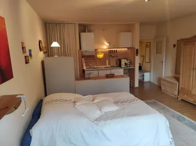 Ein Bett oder Betten in einem Zimmer der Unterkunft Ferienwohnung Kleines Nest