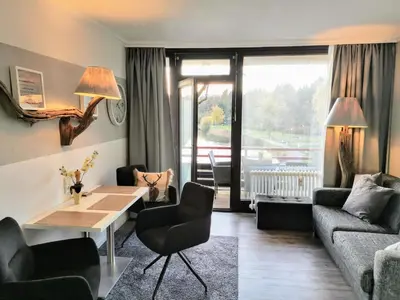 Ein Sitzbereich in der Unterkunft Hahnenklee mit Seeblick