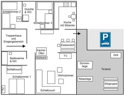 Grundriss der Unterkunft Ferienwohnung Waldwichtel