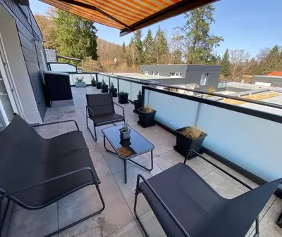 Ein Balkon oder eine Terrasse in der Unterkunft The Lodge Bad Harzburg