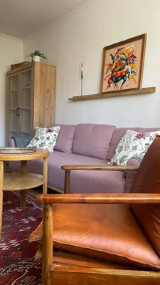 Ein Sitzbereich in der Unterkunft Ferienwohnung Weitsicht