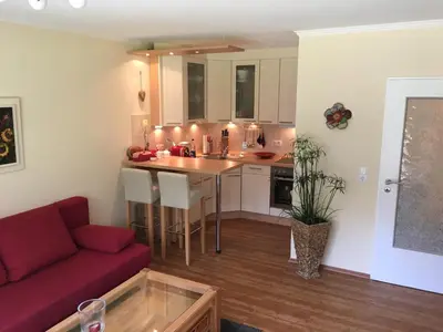 Ein Sitzbereich in der Unterkunft Apartment Kleeblatt