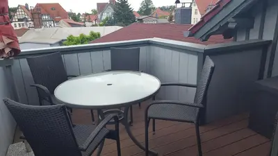 Ein Balkon oder eine Terrasse in der Unterkunft Ferienwohnung An der Malzmühle
