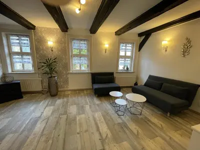 Ein Sitzbereich in der Unterkunft Apartment A6 Goslar am Marktplatz