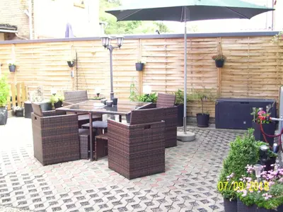 Ein Patio oder anderer Außenbereich in der Unterkunft Ferienwohnung Bauer