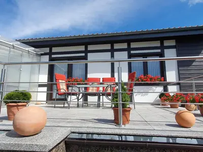 Ein Balkon oder eine Terrasse in der Unterkunft Ferienhaus Müller