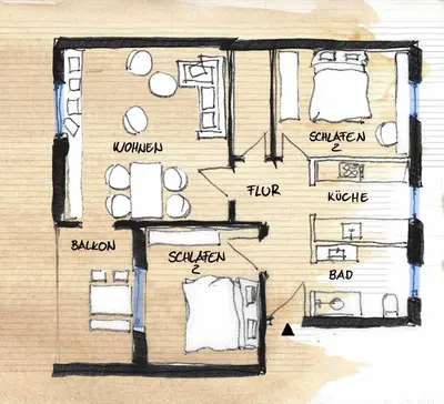 Grundriss der Unterkunft Waldbewohner Apartments / Fuchs
