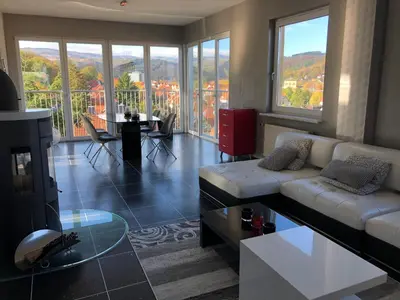 Ein Sitzbereich in der Unterkunft Haus Brockenblick