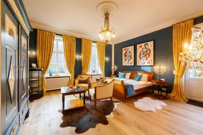 Ein Bett oder Betten in einem Zimmer der Unterkunft Villa Ottilienruh - Master-Suite