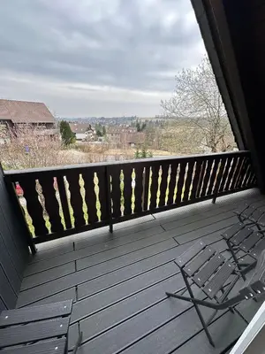 Ein Balkon oder eine Terrasse in der Unterkunft StrandBerg's Onkel Tommys Hütte