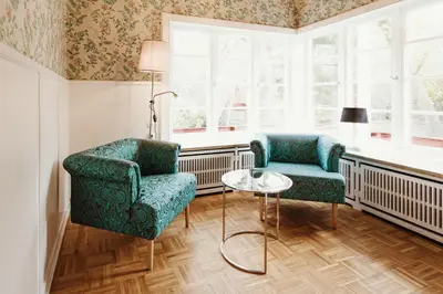 Ein Sitzbereich in der Unterkunft Waldchalet Am Steinberg